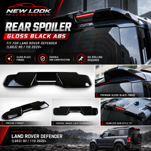 GLOSS BLACK REAR ROOF SPOILER WING FOR LAND ROVER DEFENDER L663 90 / 110 2020+
