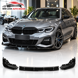 BMW 3 Series G20 G21 2019–2023 M Sport ADRO Style Gloss Black Front Lip Splitter – 3 Piece