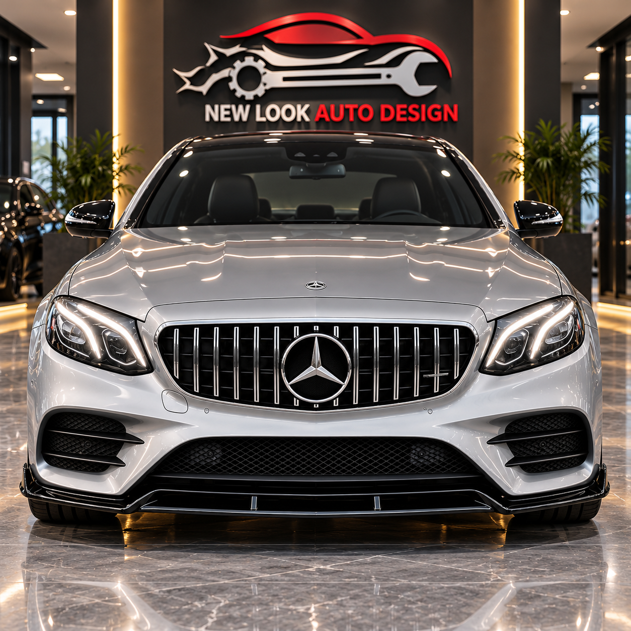 Mercedes E Class W213 S213 W238 2016–2020 Gloss Black Front Splitter Lip – 3 Piece - Image 4