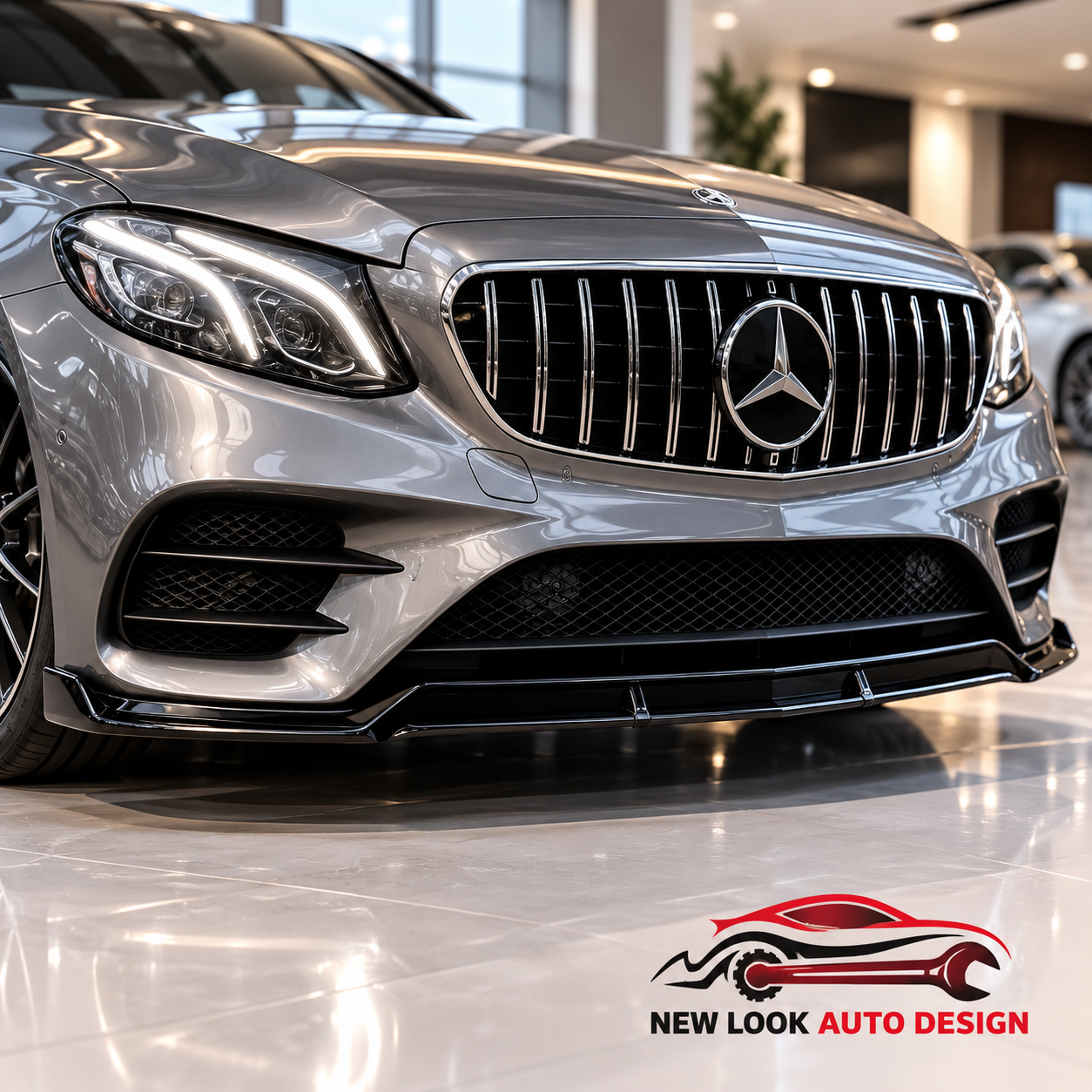 Mercedes E Class W213 S213 W238 2016–2020 Gloss Black Front Splitter Lip – 3 Piece - Image 5